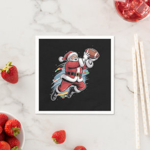 Serviette En Papier Père Noël jouant au football américain Noël