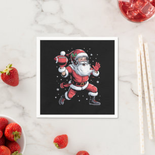 Serviette En Papier Père Noël Jouant au football américain Noël
