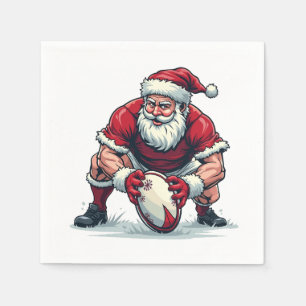 Serviette En Papier Père Noël jouant au football Fantasy Noël Joueur