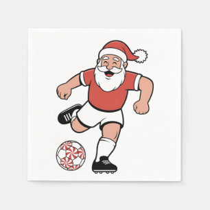 Serviette En Papier Père Noël jouant au football Noël Joueur Sport