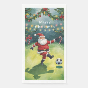 Serviette En Papier Père Noël joue au football Noël