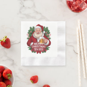 Serviette En Papier Père Noël Joyeux Noël Bonne Nouvelle Bière
