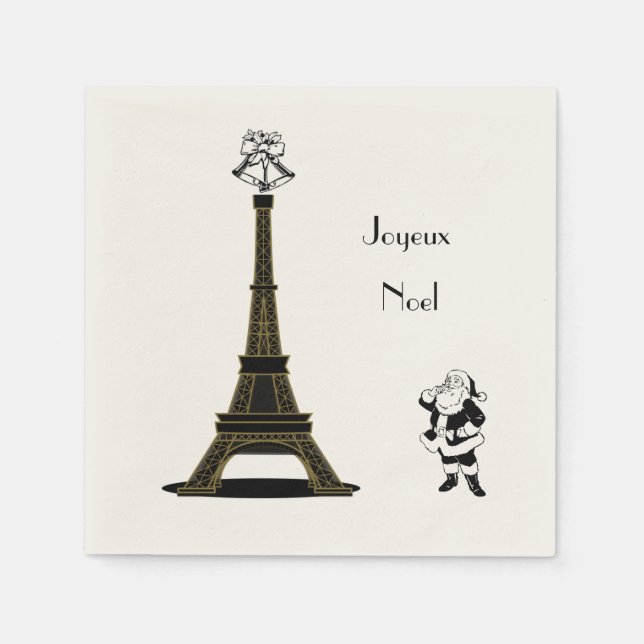 Serviette En Papier Père Noël Joyeux Noel Paris (Devant)
