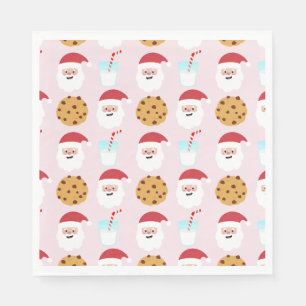 Serviette En Papier Père Noël Lait et biscuits Pink Paper Napkins