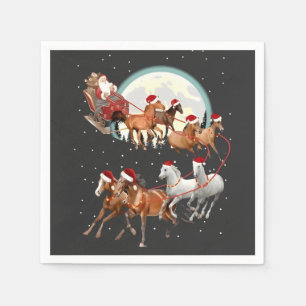 Serviette En Papier Père Noël montant des chevaux, traîneau équestre 
