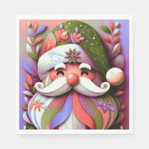 Serviette En Papier Père Noël Noël Rose Violet Vert