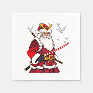 Serviette En Papier Père Noël Noël Santa Claus japonais Art Samurai