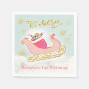 Serviette En Papier Père Noël Noël Sleigh fête d'anniversaire