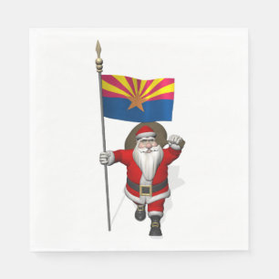 Serviette En Papier Père Noël Patriotique Avec Drapeau De L'Arizona