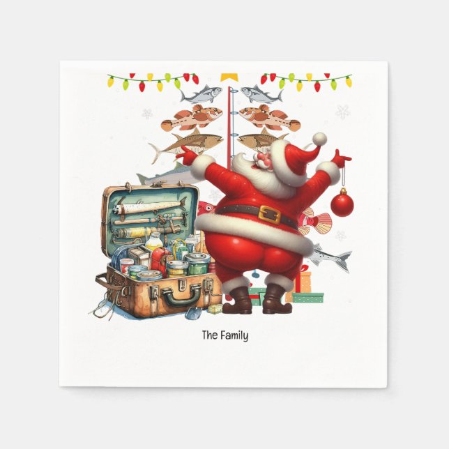 Serviette En Papier Père Noël rejoint les fans de pêche pour la fête d (Devant)