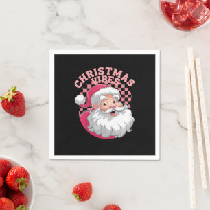 Serviette En Papier Père Noël Rose Rétro Vintage Noël
