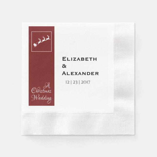 Serviette En Papier Père Noël Sleigh Noël Mariage Cocktail Napkins (Devant)