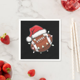 Serviette En Papier Père Noël Sports Noël Amant de Football Américain