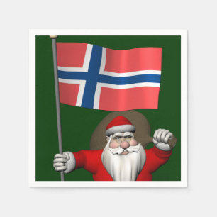Serviette En Papier Père Noël Sucré Avec L'Ensigne De Norvège