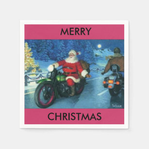 Serviette En Papier Père Noël sur une serviette de papier de moto