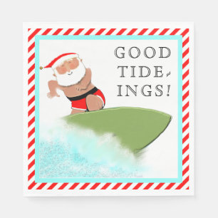 Serviette En Papier Père Noël surfeur