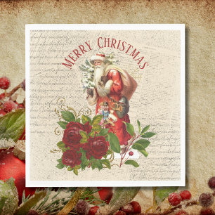 Serviette En Papier Père Noël victorien vintage