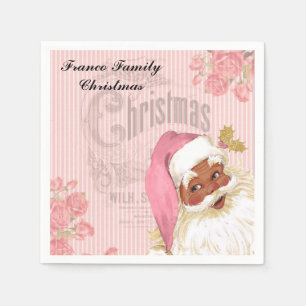 Serviette En Papier Père Noël victorien vintage rose de roses de coule