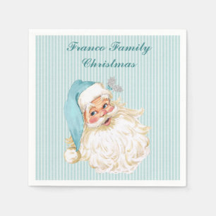 Serviette En Papier Père Noël victorien vintage turquoise