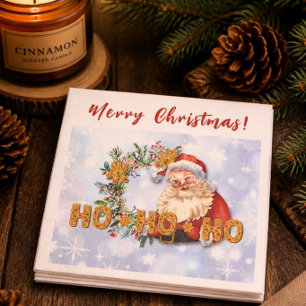 Serviette En Papier Père Noël vintage et papier Ho-Ho-Ho au pain d'épi