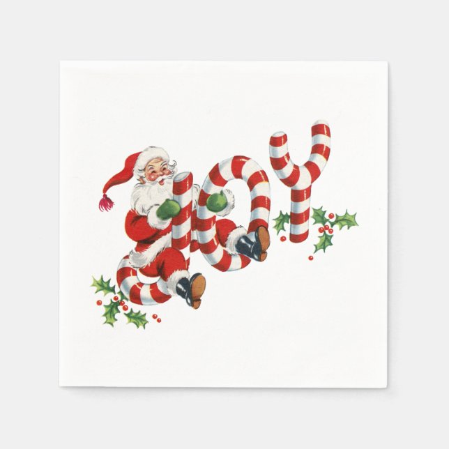 Serviette En Papier Père Noël Vintage Joy (Devant)
