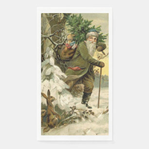 Serviette En Papier Père Noël vintage Noël victorien vacances Arbre