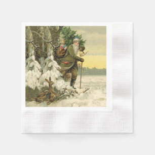 Serviette En Papier Père Noël vintage Noël victorien vacances Arbre