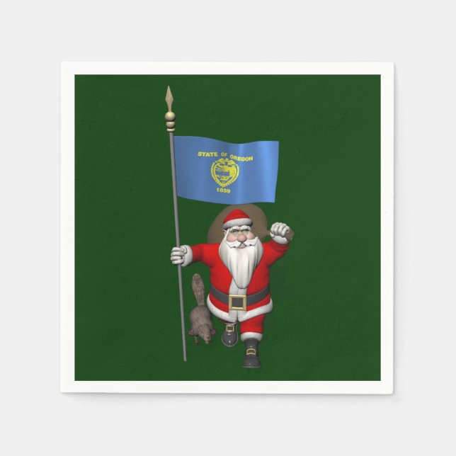 Serviette En Papier Père Noël visitant l'État du Castor (Devant)