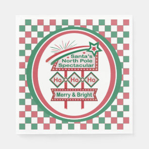 Serviette En Papier Père Noël's Retro Marquee - Ho Ho Ho Joyeux et lum