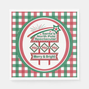 Serviette En Papier Père Noël's Retro Marquee - Ho Ho Ho Joyeux et lum