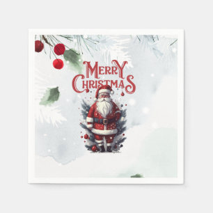Serviette En Papier Père vintage Noël Fête du Père Noël