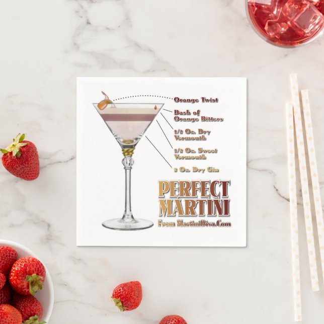 Serviette En Papier Perfect Martini Cocktail Recette Art (En situation)