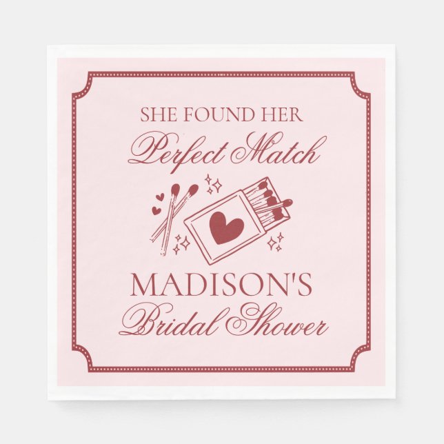 Serviette En Papier Perfect Match Bridal Shower Bachelorette Party (Devant)