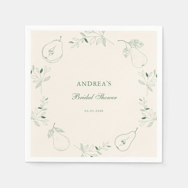 Serviette En Papier Perfect Pear Main Drake Fête des mariées verte (Devant)