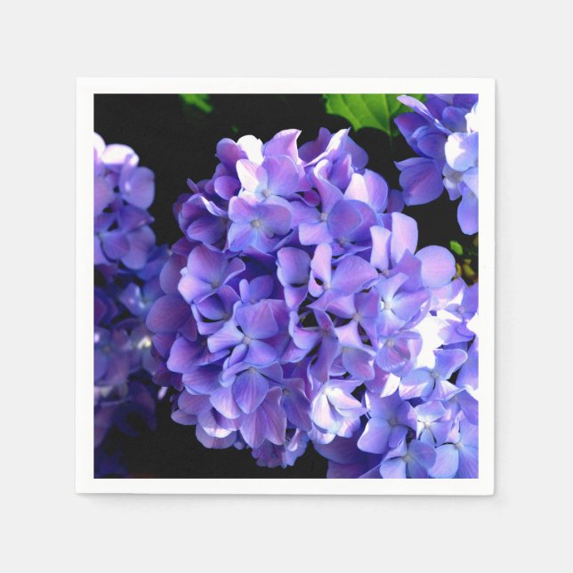 Serviette En Papier Périwinkel hydrangeas violet bleu fleur floral (Devant)