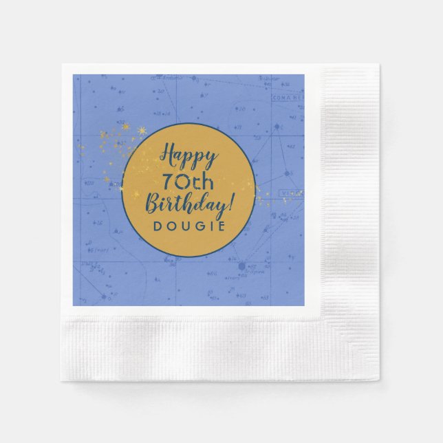 Serviette En Papier Périwinkle Blue Starmap Anniversaire (Devant)