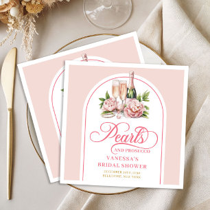 Serviette En Papier Perles Aquarelles Modernes et Douche au Prosecco