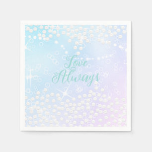Serviette En Papier Perles bleu brillant rose