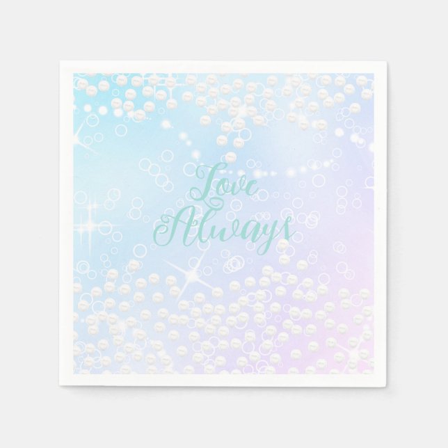 Serviette En Papier Perles bleu brillant rose (Devant)