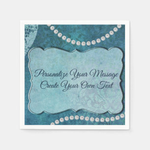 Serviette En Papier Perles Bleues Élégantes Personnalisent des occasio
