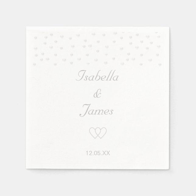 Serviette En Papier Perles chic sur Mariage blanc (Devant)