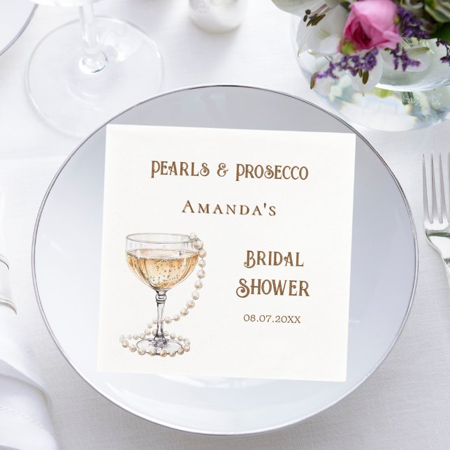 Serviette En Papier perles de douche de mariée prosecco  (Créateur téléchargé)