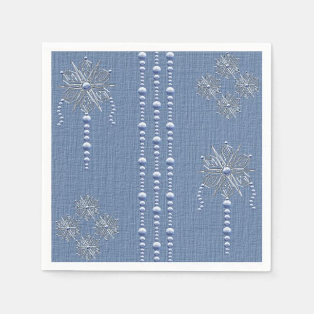 Serviette En Papier Perles de Noël décoratives et flocons de neige (Devant)