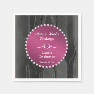 Serviette En Papier Perles de soie noire d'anniversaire commun Ruby Re