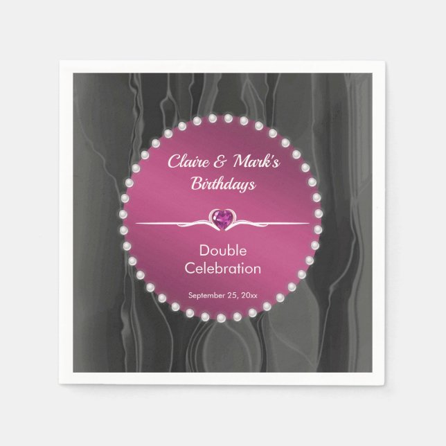 Serviette En Papier Perles de soie noire d'anniversaire commun Ruby Re (Devant)