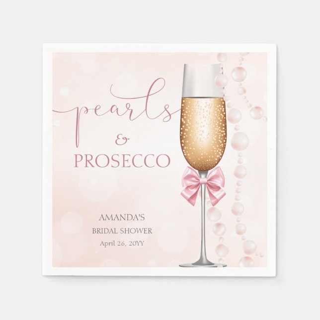 Serviette En Papier Perles et Fête des mariées rose Prosecco (Devant)