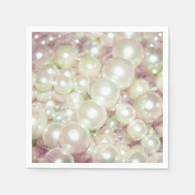 Serviette En Papier Perles et marguerite rose (Devant)