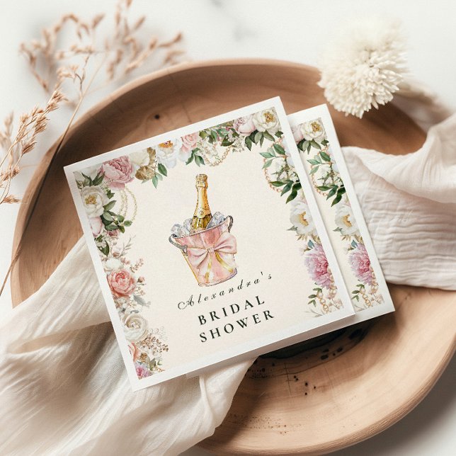 Serviette En Papier Perles et Prosecco de Mariage (Créateur téléchargé)