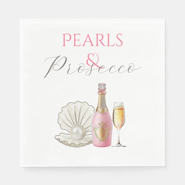 Serviette En Papier Perles et Prosecco Rose Fête de Mariée (Devant)