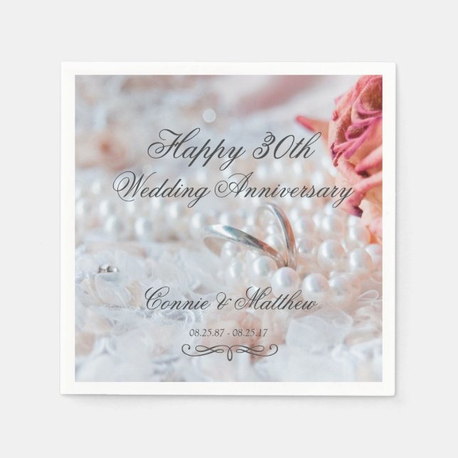 Serviette En Papier Perles mariages 30e anniversaire de Mariage (Devant)